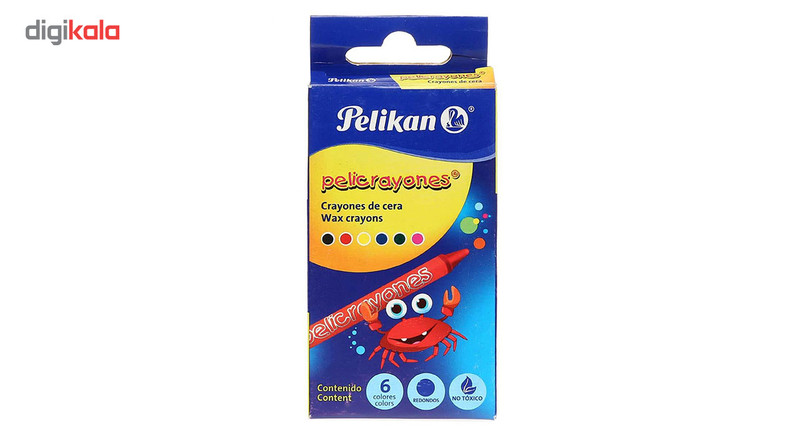 مداد شمعی 6 رنگ پلیکان مدل pelicrayones