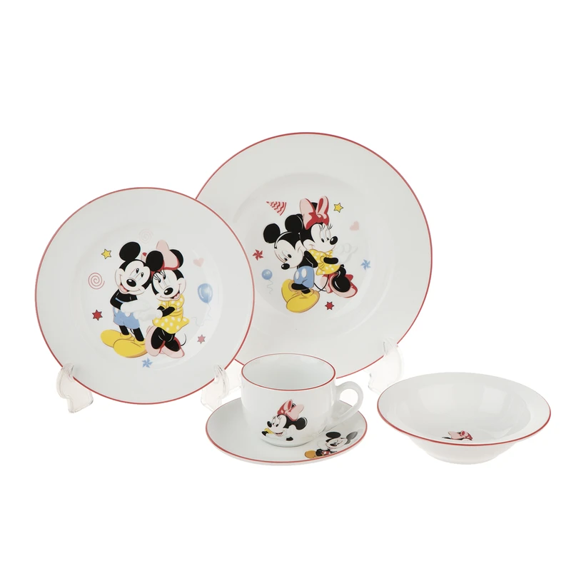 سرویس غذا خوری 5 پارچه کودک چینی زرین ایران سری ایتالیا اف مدل Mickey Mouse درجه یک
