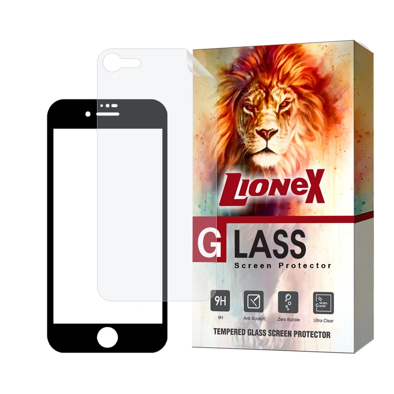 محافظ صفحه نمایش سرامیکی شفاف لایونکس مدل CERAMICNANOLI مناسب برای گوشی موبایل اپل iPhone 7 / 8 / Se 2020 / SE 2022 به همراه محافظ پشت گوشی