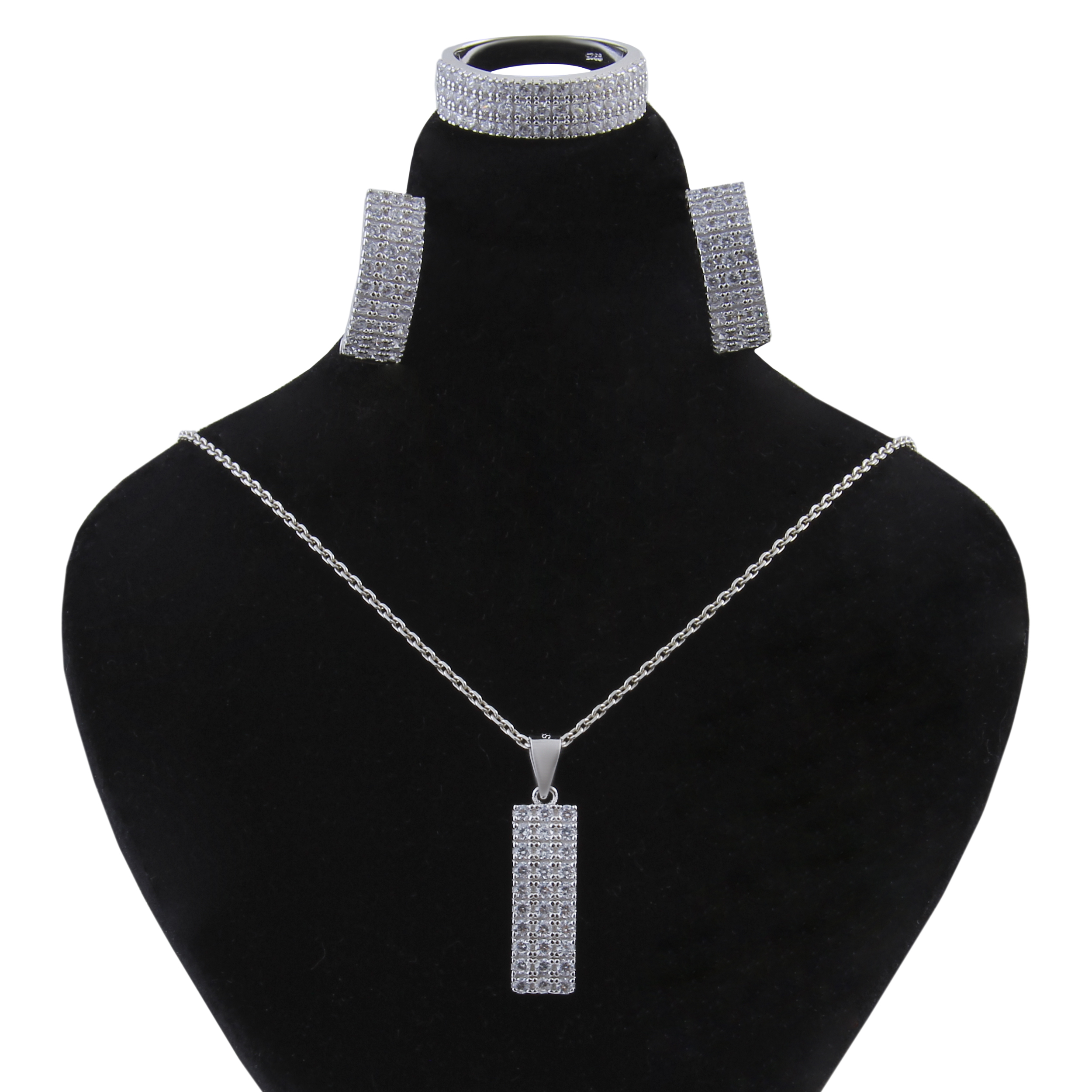   نیم ست نقره زنانه بازرگانی میلادی کد NTR_073