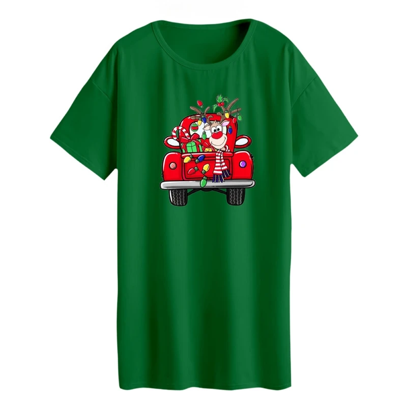 تی شرت لانگ زنانه مدل گوزن کریسمس کد 8