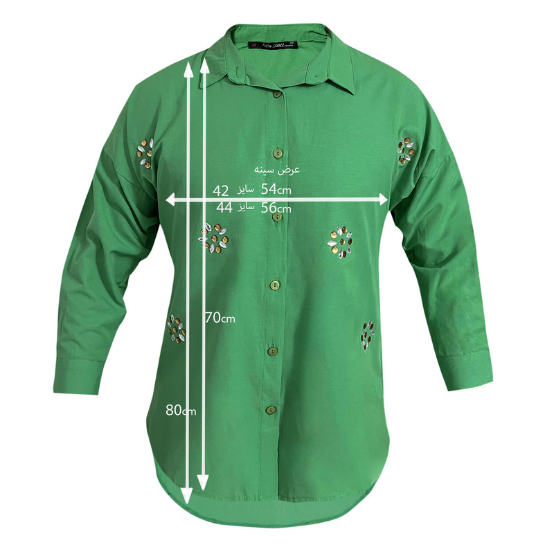 شومیز آستین بلند زنانه مدل نگین دار گلدار -2