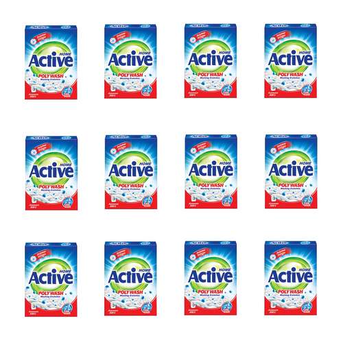 پودر ماشین لباسشویی اکتیو مدل پلی واش وزن 500 گرم بسته 12 عددی
