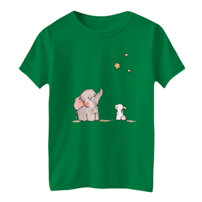 تی شرت آستین کوتاه بچگانه مدل فیل و خرگوش