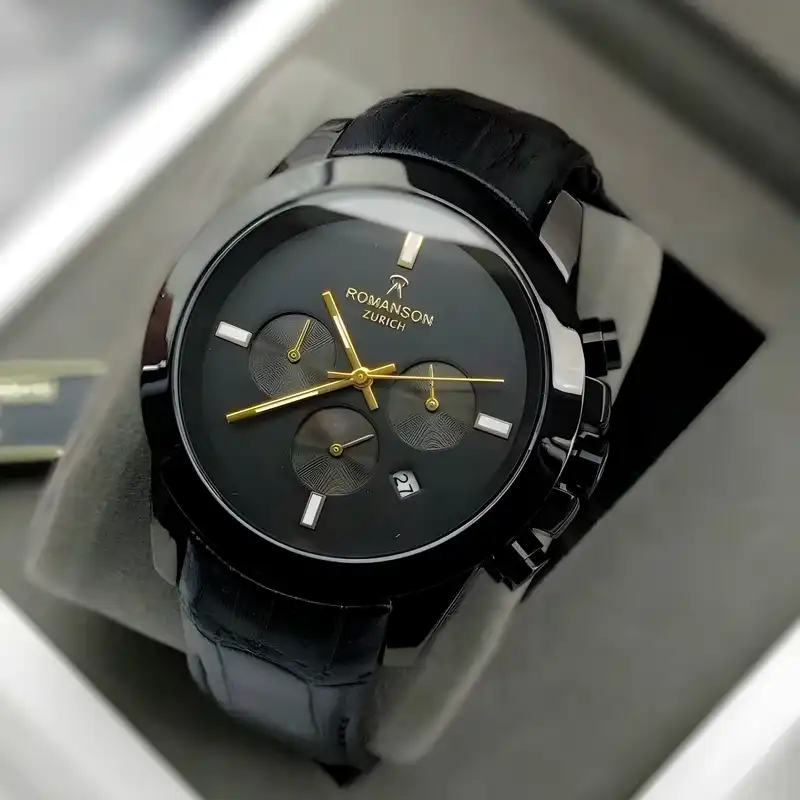 ساعت مچی عقربه‌ای مردانه رومانسون مدل سه موتور فعال کورنوگراف بند چرمی