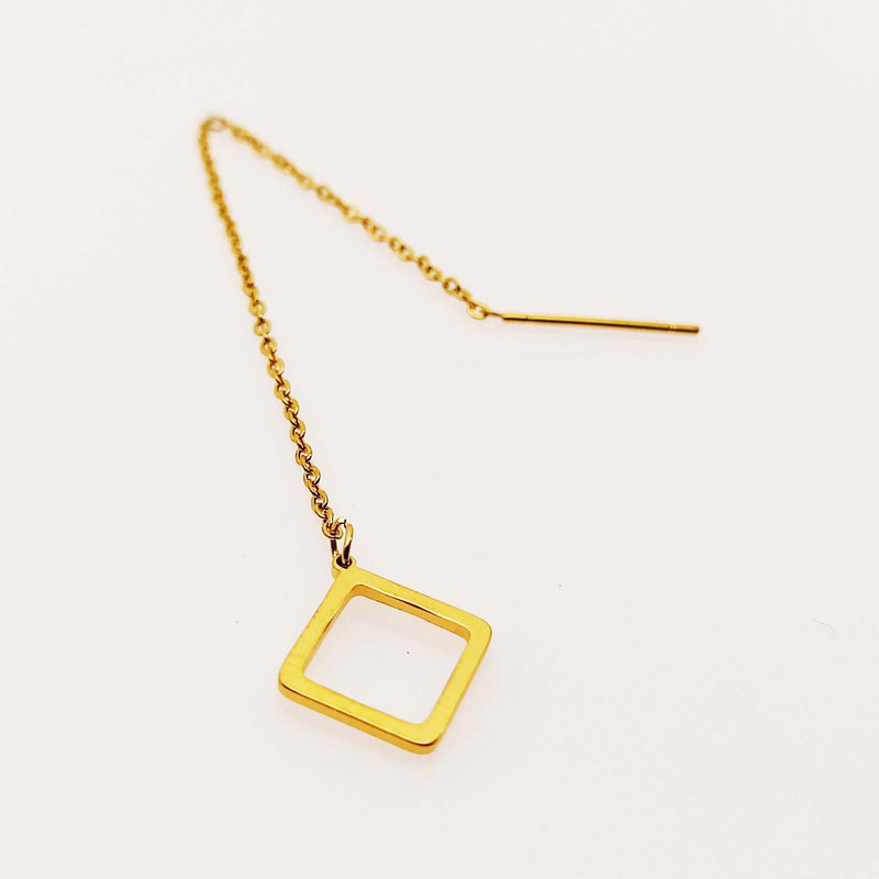 گوشواره زنانه مدل بخیه ای طرح لوزی کد 479GUZ