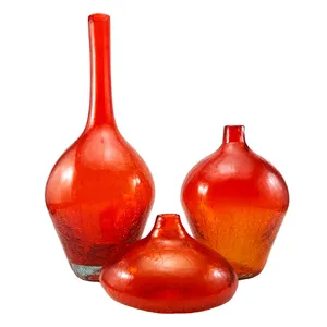گلدان شیشه ای سالونگ طرح آبگز کد 585 مجموعه سه عددی سایز بزرگ