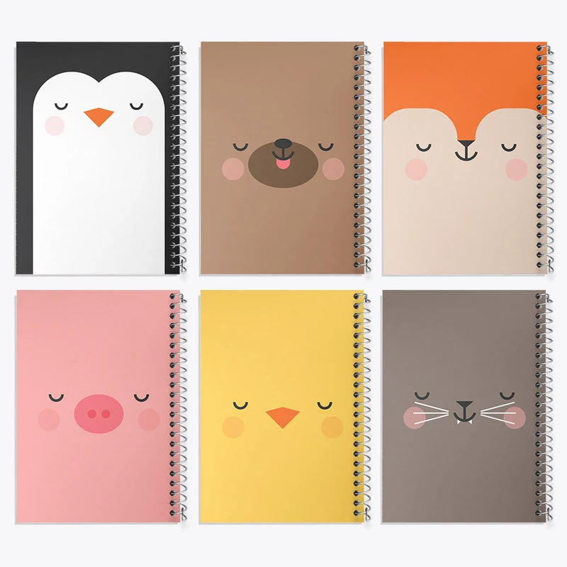 دفتر مشق 50 برگ خندالو طرح حیوانات بامزه کد 54 مجموعه 6 عددی