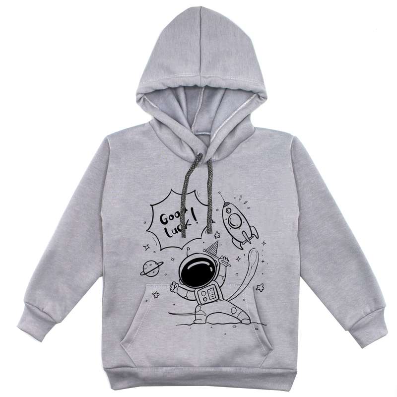 هودی پسرانه مدل فضانورد F44 رنگ طوسی