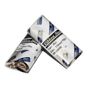 ریبون پرینتر لیبل زن حرارتی ریبون استار مدل 110mmx75M WAX بسته 60 عددی