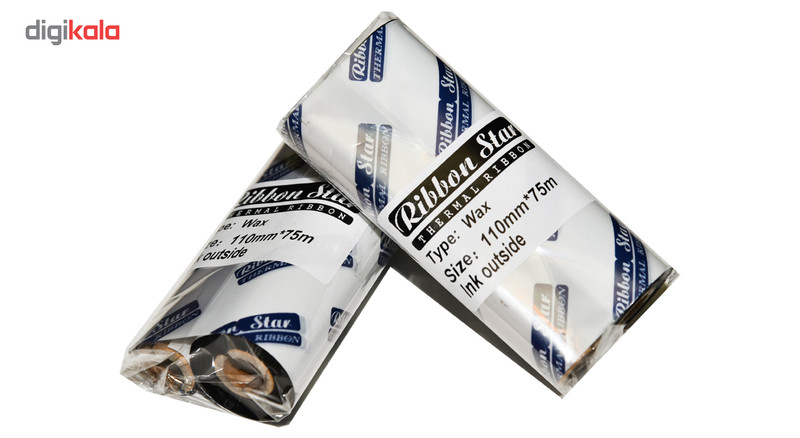 ریبون پرینتر لیبل زن حرارتی ریبون استار مدل 110mmx75M WAX بسته 60 عددی