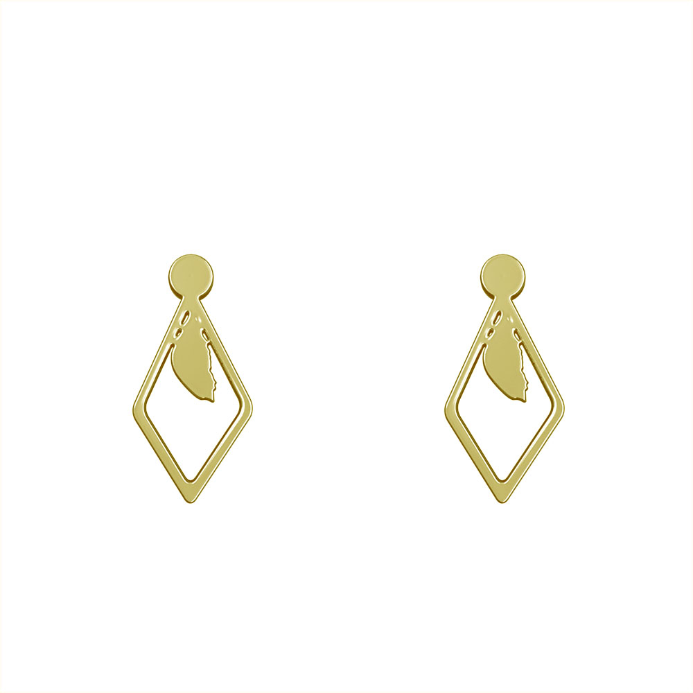 گوشواره طلا 18 عیار زنانه مدوپد مدل لوزی کد GA1-11629