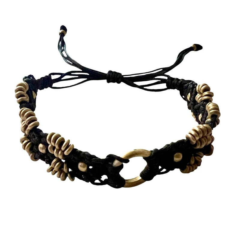 دستبند بافت مدل ایندرا برنجی 