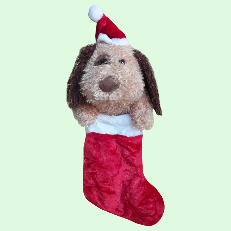 عروسک طرح سگ مدل جوراب زمستانی کد 156 رتفاع 57 سانتی متر