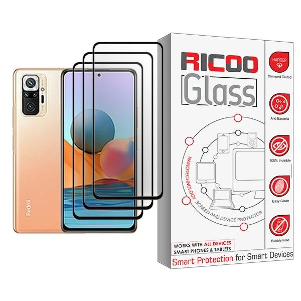 محافظ صفحه نمایش ریکو مدل Ricoo Glass MIX003 مناسب برای گوشی موبایل شیائومی Redmi Note 10 Pro Max بسته سه عددی