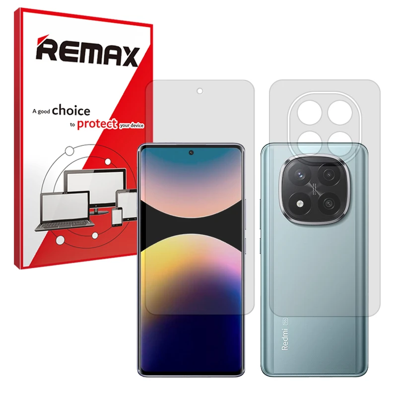 محافظ صفحه نمایش شفاف ریمکس مدل Resistant مناسب برای گوشی موبایل شیائومی Redmi Note 14 Pro Plus 5G به همراه محافظ پشت گوشی