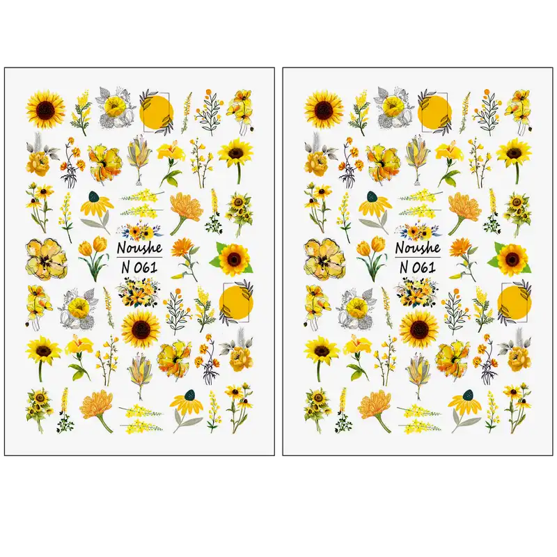 برچسب لنز ناخن مدل گل زرد کد N061 مجموعه 2 عددی