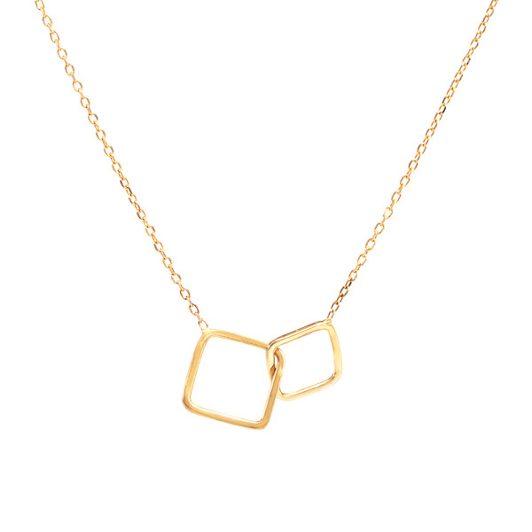 گردنبند طلا 18 عیار زنانه با طرح کابلی بان گالری مدل مربع حلقه ای