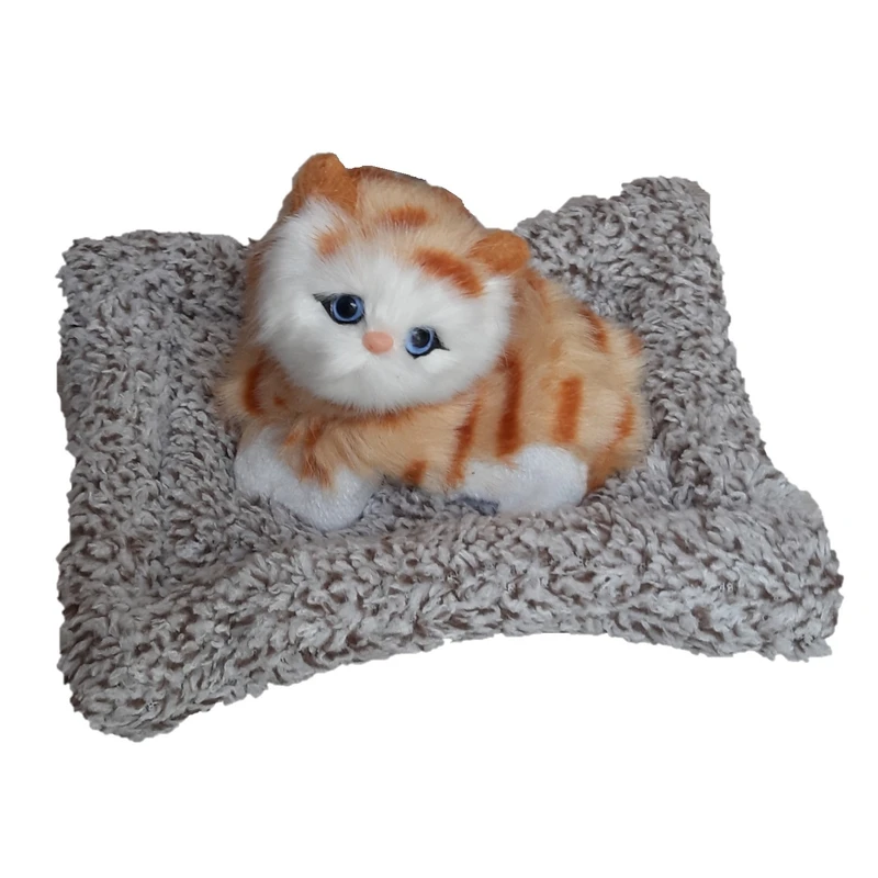عروسک مدل  گربه خوابیده روی تشک کد 02 طول 20 سانتی متر