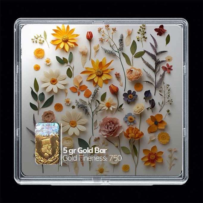 شمش طلا 18 عیار مدوپد مدل گل کد SG10572 شمش طلا 18 عیار مدوپد مدل گل کد SG10572