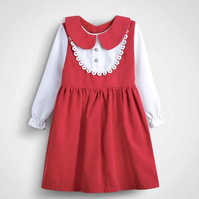 پیراهن آستین بلند یقه ب ب دخترانه مدل 14041107