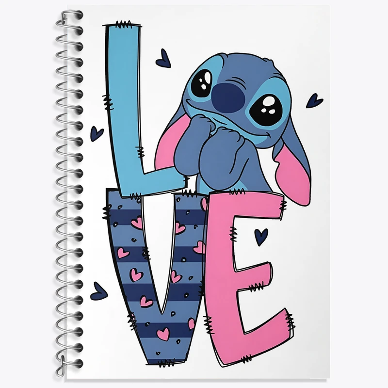 دفتر زبان 50 برگ خندالو مدل سه خط طرح استیچ (Stitch) کد N3189