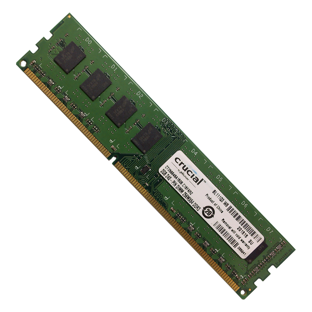 رم کامپیوتر کروشیال مدل DDR3 1600MHz 12800 ظرفیت 2 گیگابایت