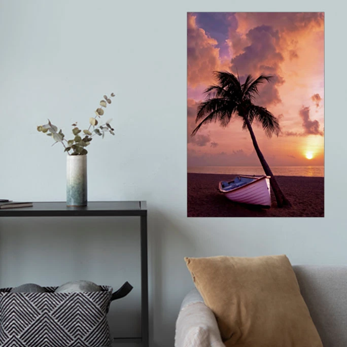 پوستر گوفی مدل ساحل غمگین و قایق طرح طبیعت و گردشگری Nature Beach Boat 4K کد PRPL21