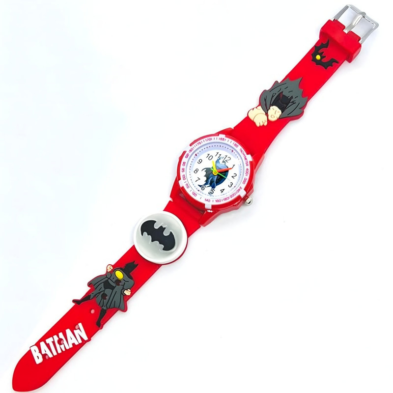 ساعت مچی عقربه ای بچگانه مدل چراغدار بند سیلیکونی ضد حساسیت طرح بتمن کد 3