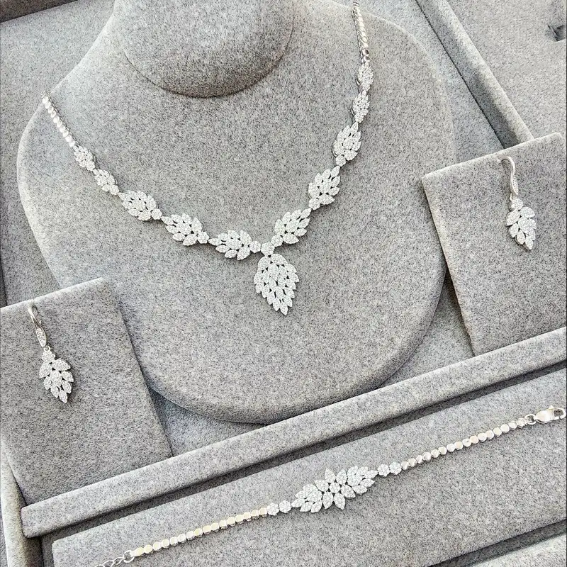 نیم ست نقره زنانه مدل خوشه ی گندم BARF3