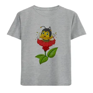 تی شرت آستین کوتاه دخترانه مدل گل وزنبور D148