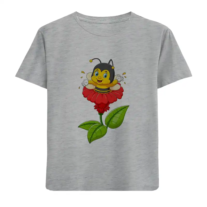تی شرت آستین کوتاه بچگانه مدل گل زنبوری D148