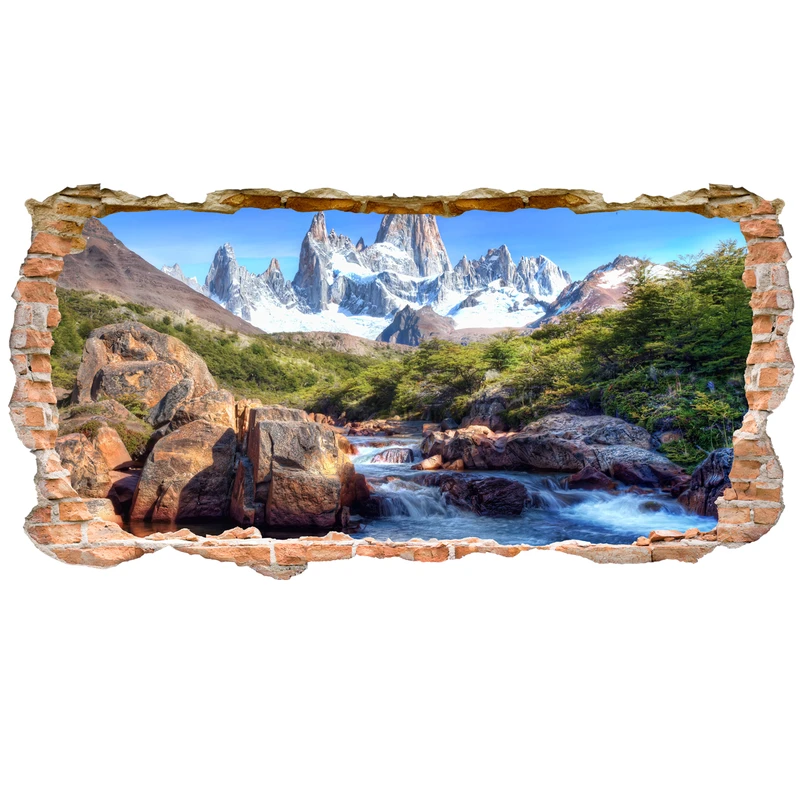 استیکر سه بعدی ژیوار طرح کوهستان و دریاچه