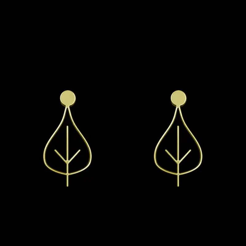 گوشواره طلا 18 عیار زنانه مدوپد مدل برگ کد GA1-15888