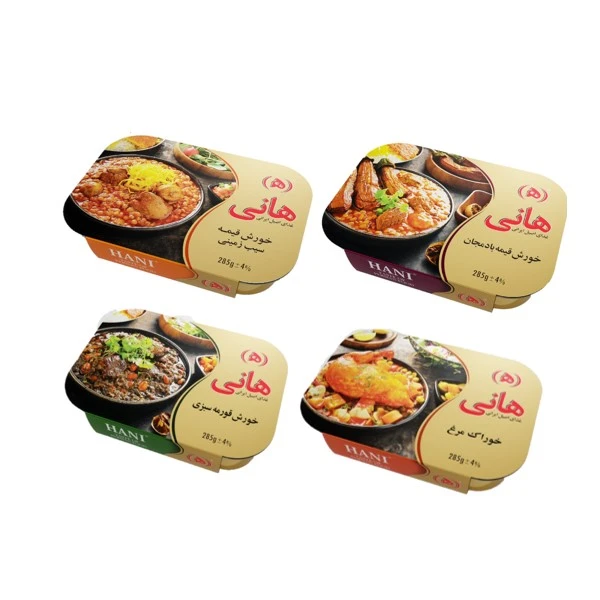 خورشت قیمه بادمجان و سیب زمینی قورمه سبزی و خوراک مرغ هانی - 285 گرم بسته چهار عددی