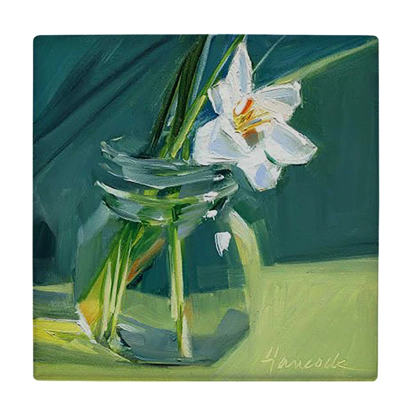 زیر لیوانی  طرح نقاشی گلدان گل کد    6086854_5097