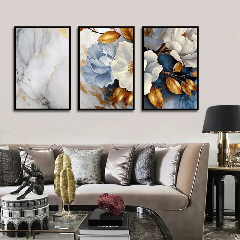 تابلو بکلیت طرح نقاشی گل مدل شاین اکلیلی B-1595 مجموعه 3 عددی