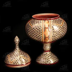 شکلات خوری پایه دار‏ مس و خاتم‏  ‏‏رنگ ‏مشکی‏ طرح ‏ستاره‏ مدل 1001200030