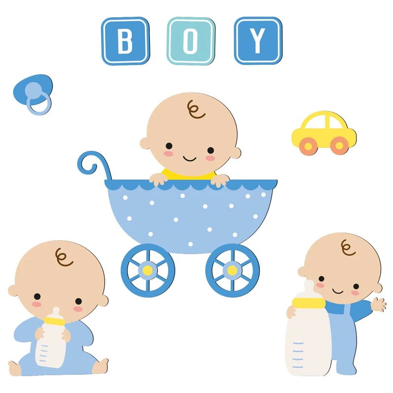 استیکر چوبی کودک باروچین مدل پسر کوچولو کد 6033 مجموعه 8 عددی