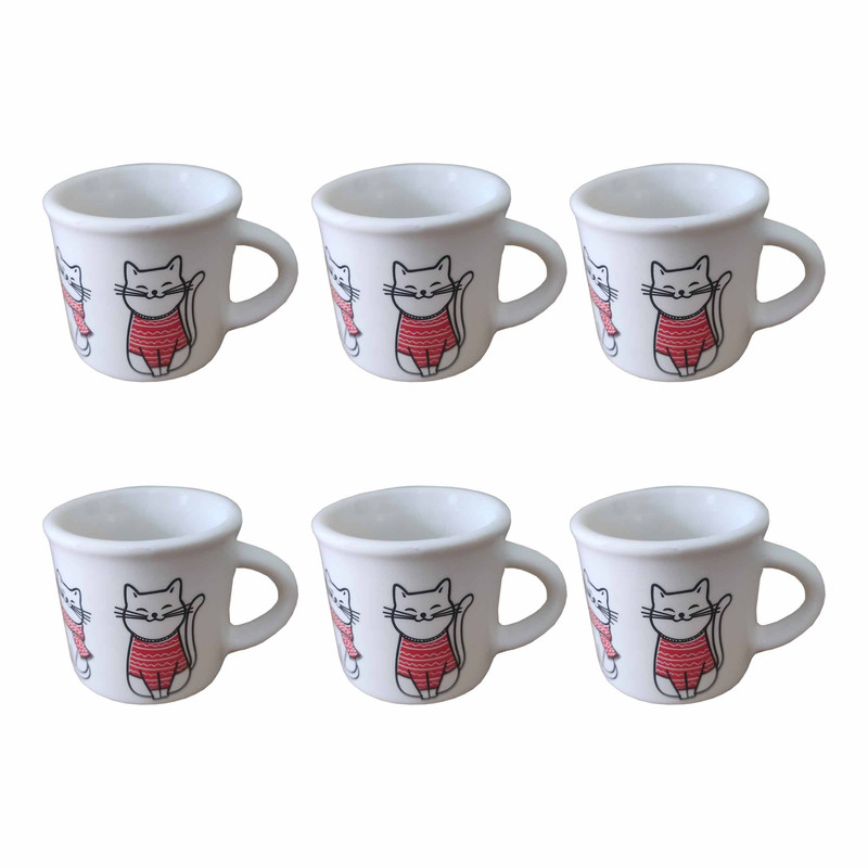 فنجان سرامیکی مدل espresso طرح گربه بسته 6 عددی