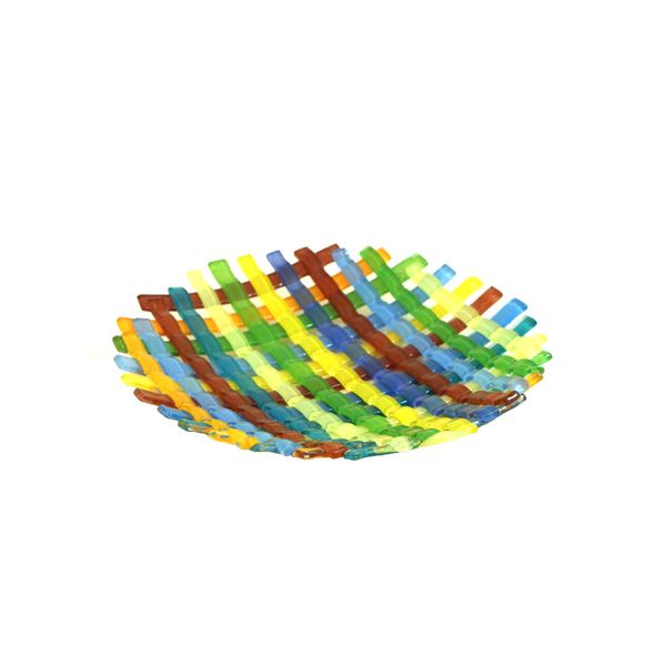 بشقاب همجوشی شیشه آرانیک گرد رنگ زرد  طرح حصیری مدل 1000300005 بشقاب همجوشی شیشه آرانیک گرد رنگ زرد  طرح حصیری مدل 1000300005