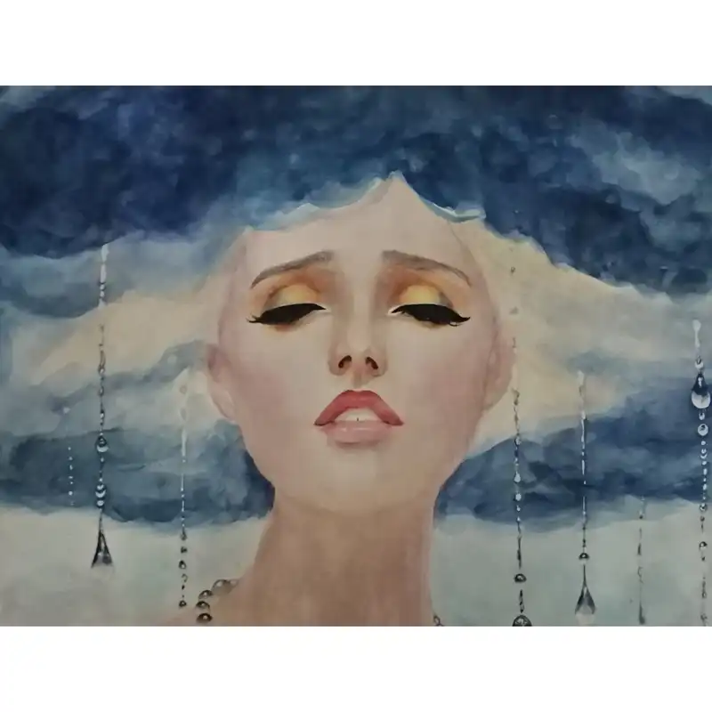 نقاشی آبرنگ طرح الهه ابرها