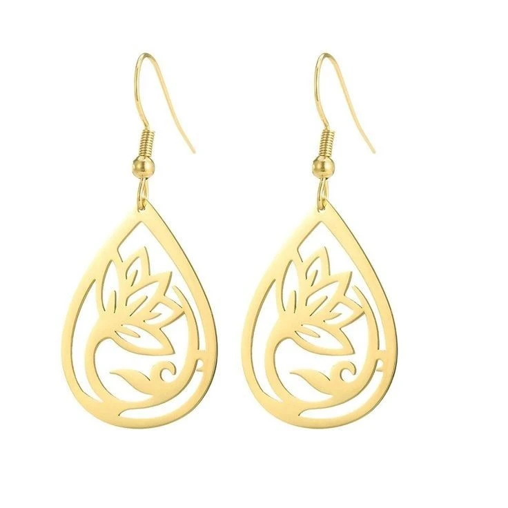گوشواره طلا 18 عیار زنانه قیراط طرح اشک کد GH3695
