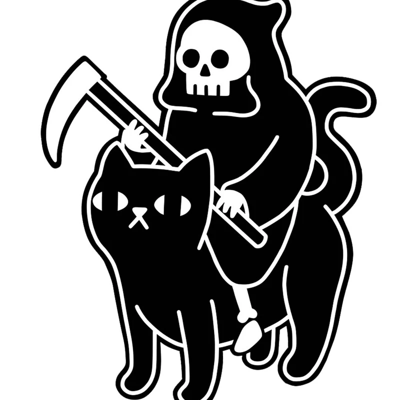 استیکر لپ تاپ طرح مرگ سوار بر گربه سیاه