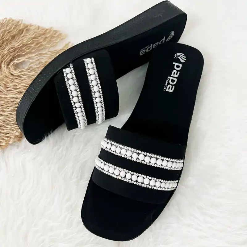 دمپایی زنانه مدل روفرشی مروارید کد 0261