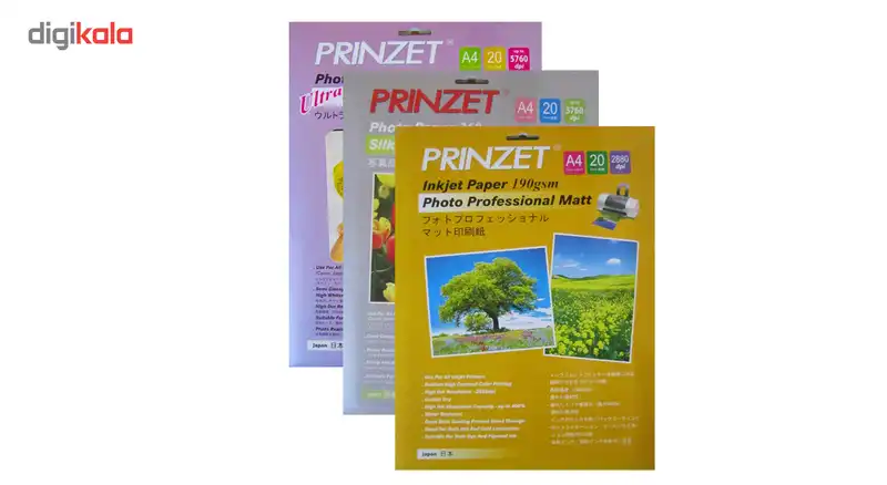 کاغذ پرینتر جوهر افشان گلاسه مات پرینزت مدل 190GSM بسته 20 عددی