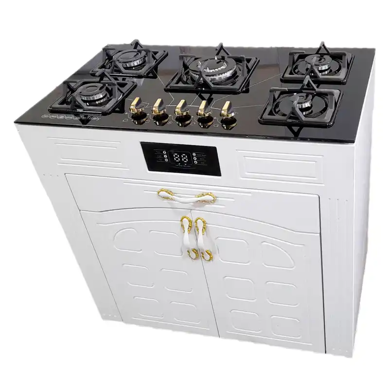 اجاق گاز 5 شعله هاکان مدل رو شیشه فندک دار دو درب جا قاشقی //CHM _ M5//