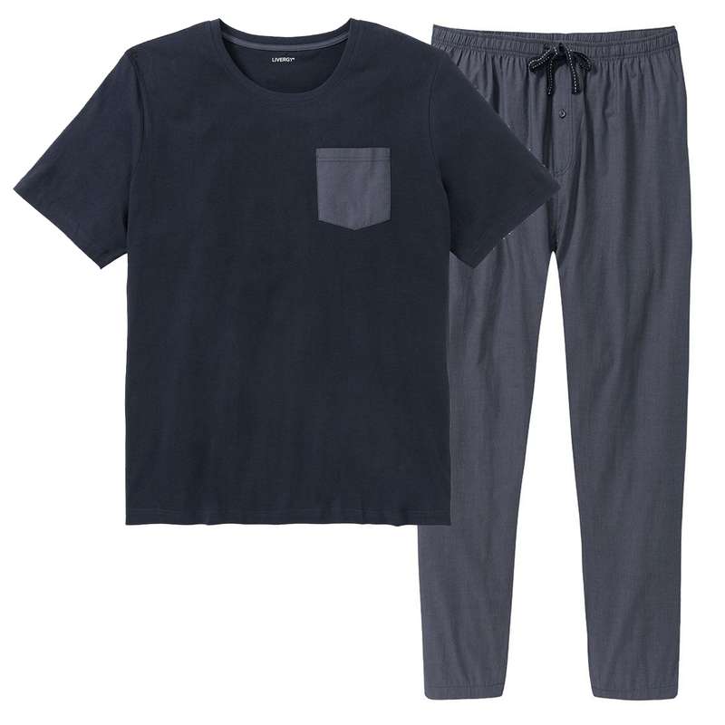 ست تی شرت و شلوار مردانه لیورجی مدل یکتا کد checkLux2022 رنگ سرمه ای