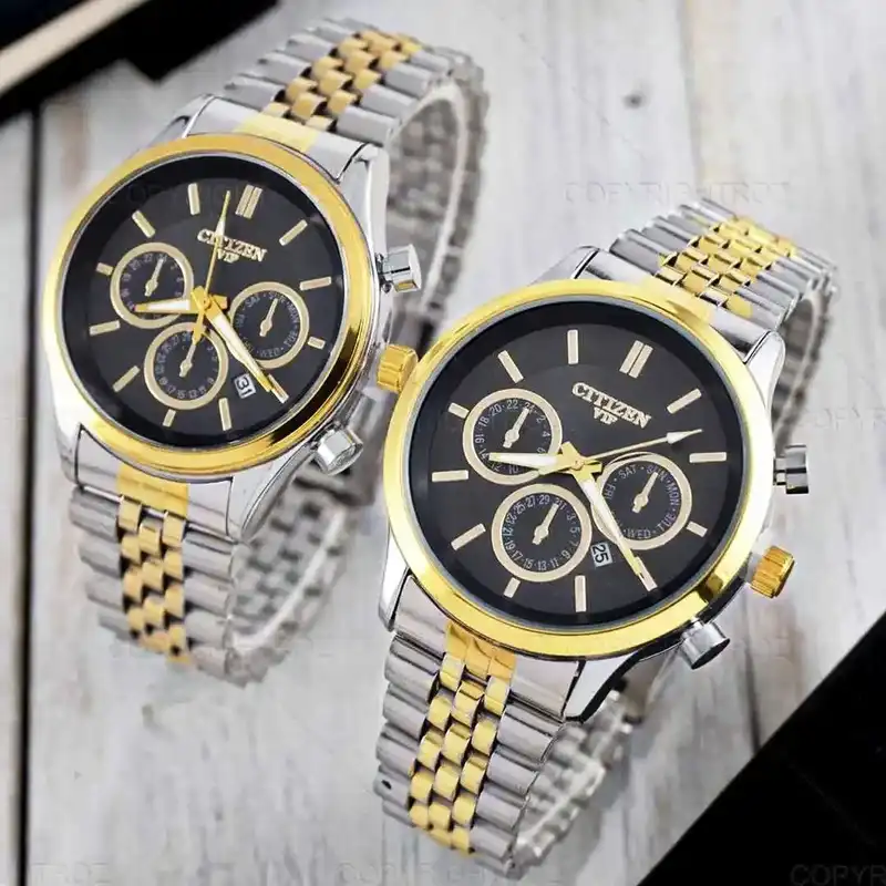 ست ساعت مچی عقربه ای  زنانه و مردانه  مدل تک موتور ساده 03