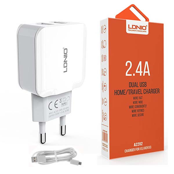 شارژر دیواری الدینیو مدل A2202 به همراه کابل microUSB